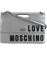 Серая кожаная сумка через плечо от Love Moschino