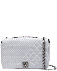 Женская серая кожаная сумка от Chanel