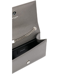 Женская серая кожаная сумка от Saint Laurent