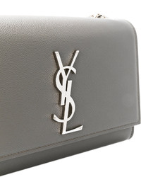 Женская серая кожаная сумка от Saint Laurent