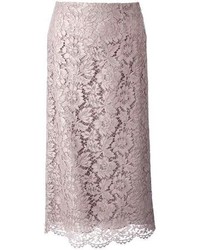 Серая кружевная юбка-карандаш от Valentino