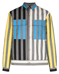 Мужская серая куртка-рубашка в вертикальную полоску от Sunnei