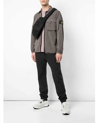 Мужская серая куртка-рубашка от Stone Island