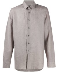 Мужская серая льняная рубашка с длинным рукавом от Dell'oglio