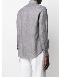 Мужская серая льняная рубашка с длинным рукавом от Corneliani
