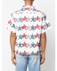 Мужская серая льняная рубашка с коротким рукавом со звездами от Story Mfg.