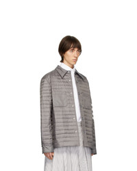 Мужская серая нейлоновая стеганая куртка-рубашка от Thom Browne