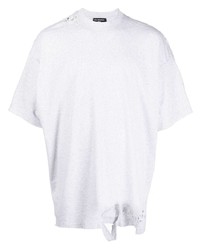 Мужская серая рваная футболка с круглым вырезом от Balenciaga