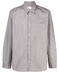 Мужская серая рубашка с длинным рукавом в вертикальную полоску от A.P.C.