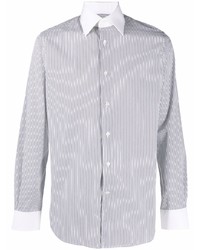 Мужская серая рубашка с длинным рукавом в вертикальную полоску от Corneliani