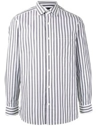 Мужская серая рубашка с длинным рукавом в вертикальную полоску от Kent & Curwen