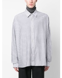 Мужская серая рубашка с длинным рукавом в вертикальную полоску от Acne Studios