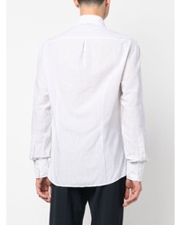 Мужская серая рубашка с длинным рукавом в вертикальную полоску от Brunello Cucinelli
