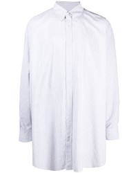 Мужская серая рубашка с длинным рукавом в вертикальную полоску от Maison Margiela