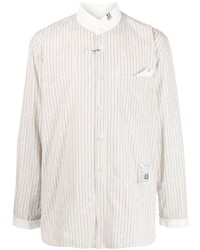 Мужская серая рубашка с длинным рукавом в вертикальную полоску от Maison Mihara Yasuhiro