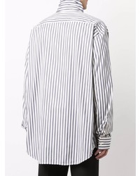 Мужская серая рубашка с длинным рукавом в вертикальную полоску от Jil Sander
