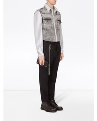 Мужская серая рубашка с длинным рукавом в вертикальную полоску от Dolce & Gabbana