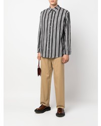 Мужская серая рубашка с длинным рукавом в вертикальную полоску от Kenzo