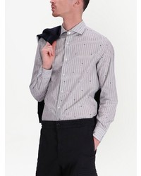Мужская серая рубашка с длинным рукавом в вертикальную полоску от Emporio Armani