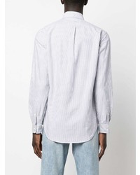 Мужская серая рубашка с длинным рукавом в вертикальную полоску от Polo Ralph Lauren