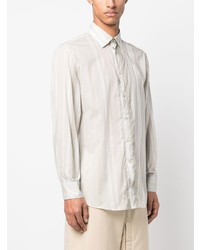 Мужская серая рубашка с длинным рукавом в вертикальную полоску от Etro