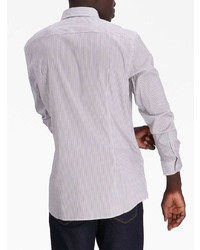 Мужская серая рубашка с длинным рукавом в вертикальную полоску от BOSS