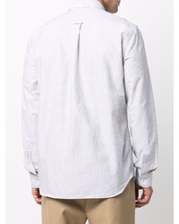 Мужская серая рубашка с длинным рукавом в вертикальную полоску от Woolrich