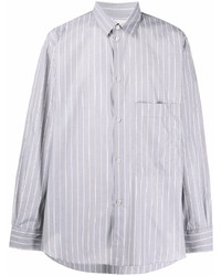Мужская серая рубашка с длинным рукавом в вертикальную полоску от Studio Nicholson