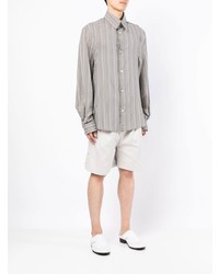 Мужская серая рубашка с длинным рукавом в вертикальную полоску от Onefifteen