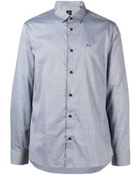 Мужская серая рубашка с длинным рукавом в горошек от Armani Exchange