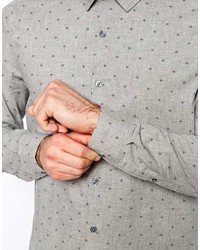 Мужская серая рубашка с длинным рукавом в горошек от Asos