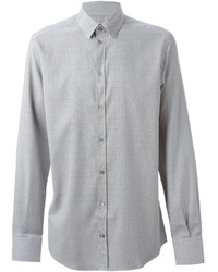 Мужская серая рубашка с длинным рукавом в горошек от Dolce & Gabbana