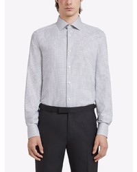 Мужская серая рубашка с длинным рукавом в клетку от Ermenegildo Zegna