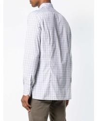 Мужская серая рубашка с длинным рукавом в клетку от Kiton