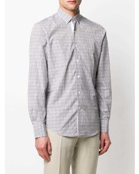 Мужская серая рубашка с длинным рукавом в клетку от Lanvin