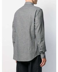 Мужская серая рубашка с длинным рукавом в клетку от Corneliani