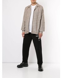 Мужская серая рубашка с длинным рукавом в клетку от Doublet