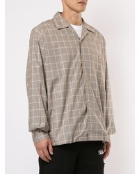 Мужская серая рубашка с длинным рукавом в клетку от Doublet