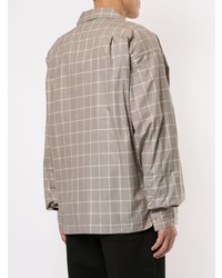 Мужская серая рубашка с длинным рукавом в клетку от Doublet