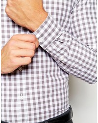 Мужская серая рубашка с длинным рукавом в мелкую клетку от Asos
