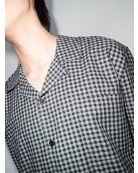 Мужская серая рубашка с длинным рукавом в мелкую клетку от Sunspel