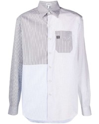 Мужская серая рубашка с длинным рукавом в стиле пэчворк от Loewe