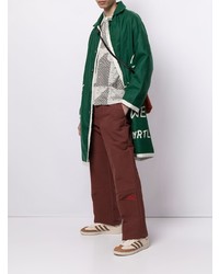 Мужская серая рубашка с длинным рукавом в стиле пэчворк от Bode