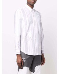 Мужская серая рубашка с длинным рукавом в стиле пэчворк от Thom Browne