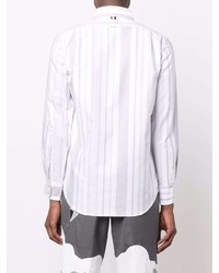 Мужская серая рубашка с длинным рукавом в стиле пэчворк от Thom Browne