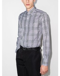 Мужская серая рубашка с длинным рукавом в шотландскую клетку от Tom Ford