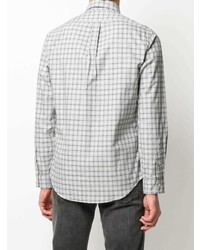Мужская серая рубашка с длинным рукавом в шотландскую клетку от Polo Ralph Lauren