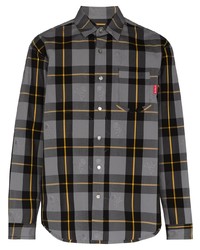 Мужская серая рубашка с длинным рукавом в шотландскую клетку от Mastermind Japan