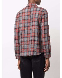 Мужская серая рубашка с длинным рукавом в шотландскую клетку от Saint Laurent