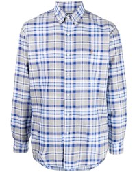Мужская серая рубашка с длинным рукавом в шотландскую клетку от Polo Ralph Lauren